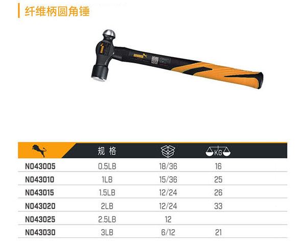 纖維柄圓角錘