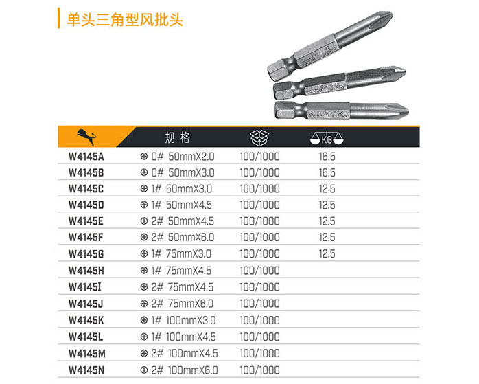 單頭三角型風批頭